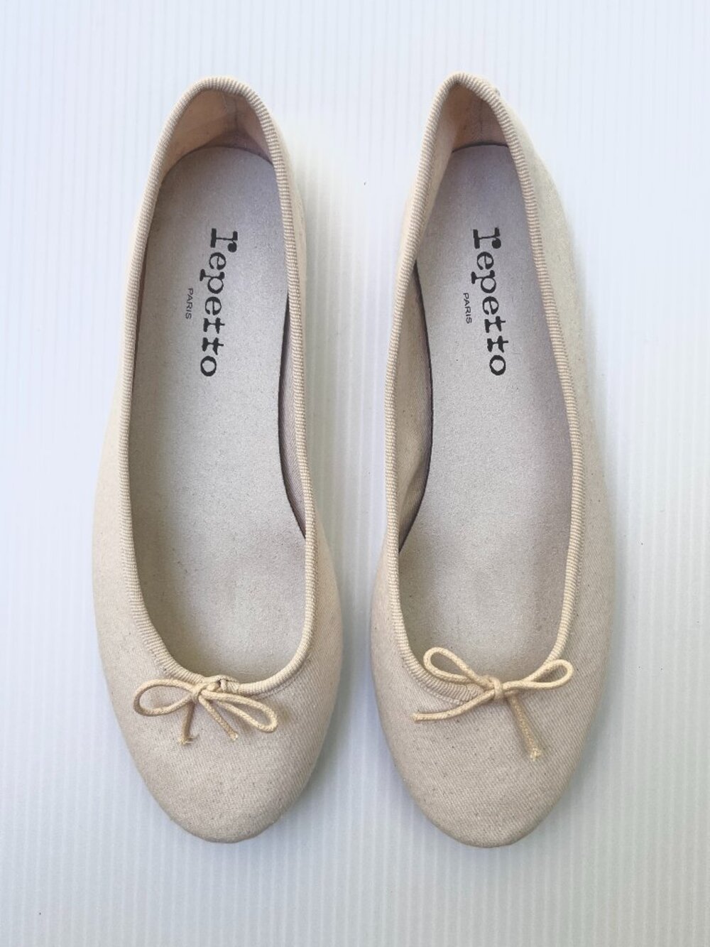 Repetto Lili Canvas Ballet Flats in "Ivory" White - Size 38 EU/Size 7 US